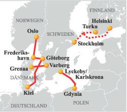 Stenaline Ferries Routemap